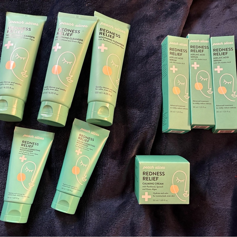 9 qty Peach Slices Redness Relief Skincare Set - Mint Green